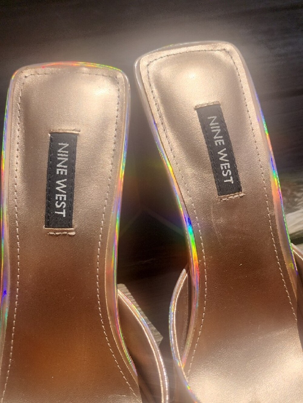 Nine West Yougo Iridescent Open-Toe Heeled Slide Sandals - Holographic 8.5 - Picture 2 of 11